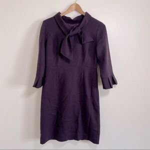 Vintage Inspired 60’s Purple Wool Bell Sleeves Dress Size 8